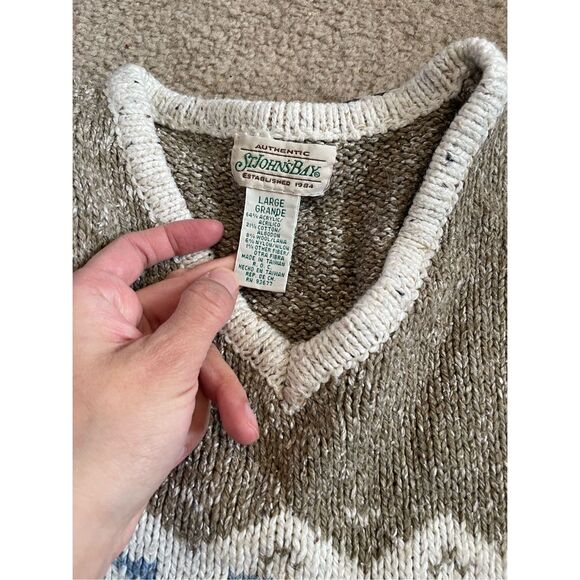 Vintage y2k printed knit v neck sweater size large - Picture 4 of 4